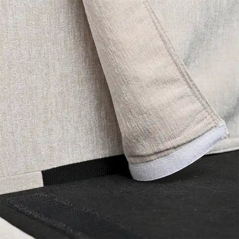 Divano componibile moderno a 3 posti in tessuto beige/grigio scuro con pouf