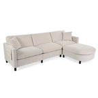 Divano componibile moderno a 3 posti in tessuto beige/grigio scuro con pouf