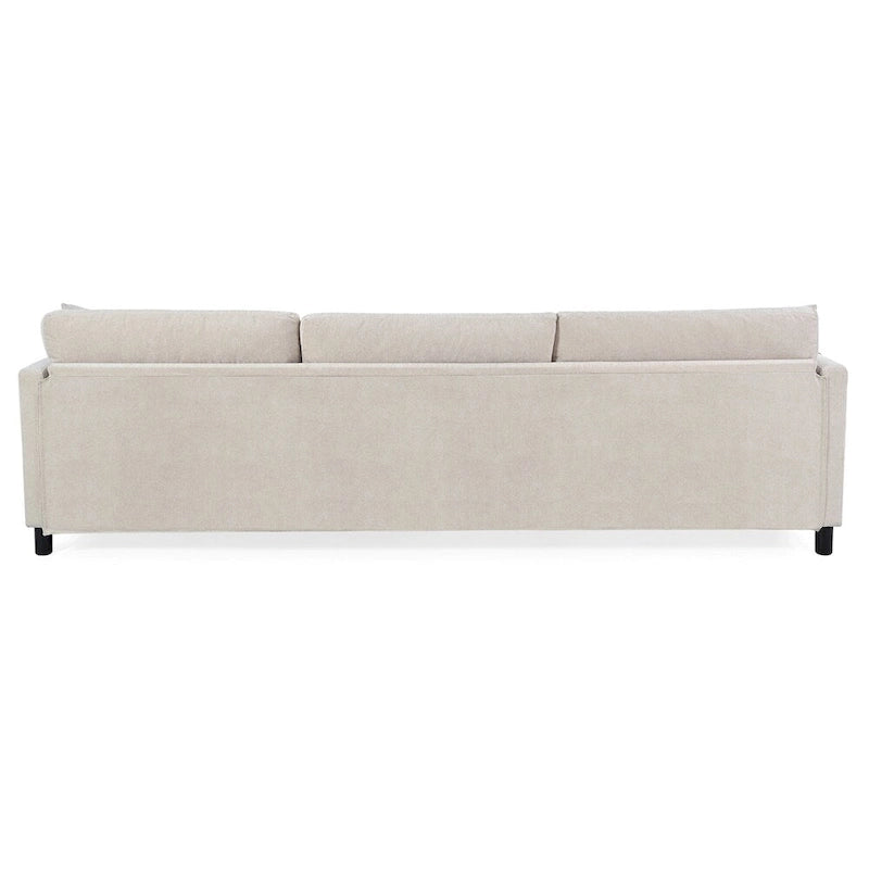 Divano componibile moderno a 3 posti in tessuto beige/grigio scuro con pouf