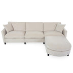 Divano componibile moderno a 3 posti in tessuto beige/grigio scuro con pouf