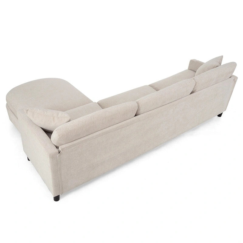 Divano componibile moderno a 3 posti in tessuto beige/grigio scuro con pouf