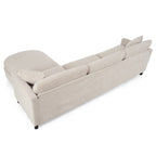 Divano componibile moderno a 3 posti in tessuto beige/grigio scuro con pouf