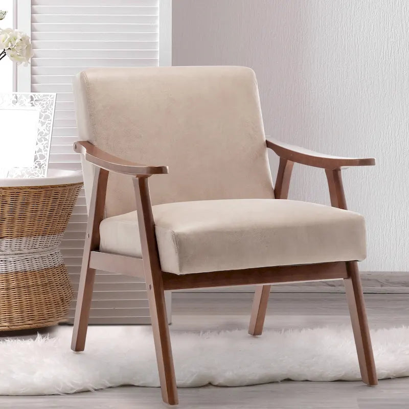 Poltrona di design di metà secolo grigio/marrone/cammello chiaro, a sedile singolo, con cuscino in velluto