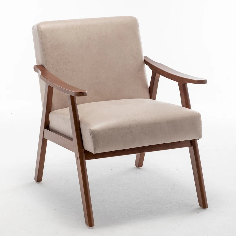 Poltrona di design di metà secolo grigio/marrone/cammello chiaro, a sedile singolo, con cuscino in velluto