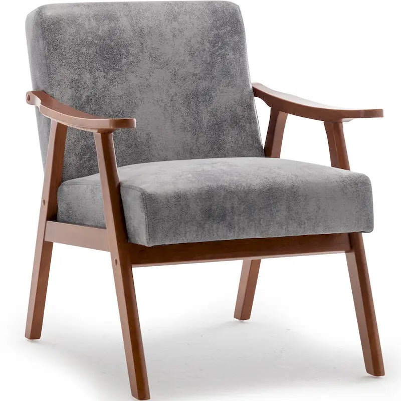 Poltrona di design di metà secolo grigio/marrone/cammello chiaro, a sedile singolo, con cuscino in velluto