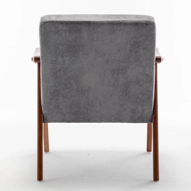 Poltrona di design di metà secolo grigio/marrone/cammello chiaro, a sedile singolo, con cuscino in velluto