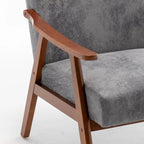 Poltrona di design di metà secolo grigio/marrone/cammello chiaro, a sedile singolo, con cuscino in velluto