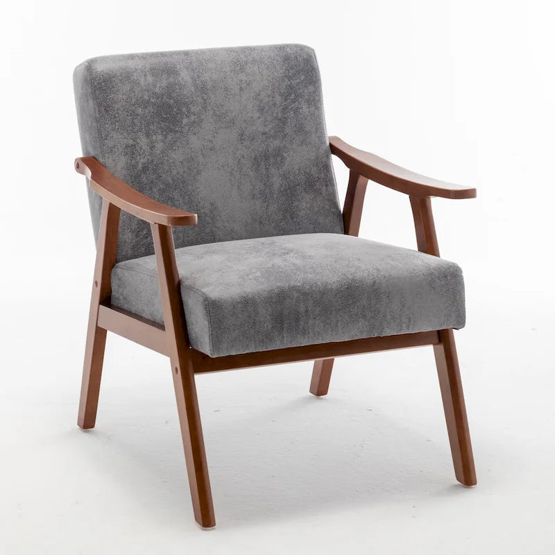 Poltrona di design di metà secolo grigio/marrone/cammello chiaro, a sedile singolo, con cuscino in velluto