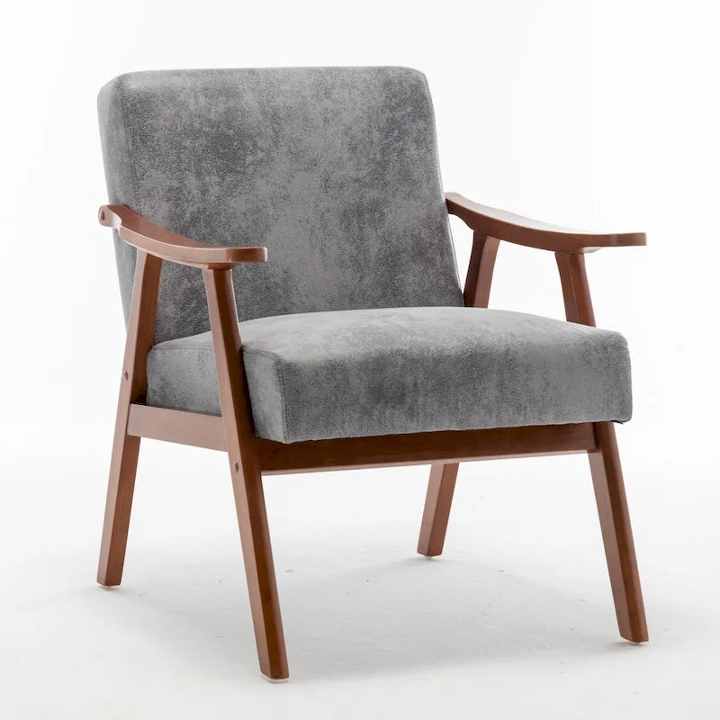 Poltrona di design di metà secolo grigio/marrone/cammello chiaro, a sedile singolo, con cuscino in velluto