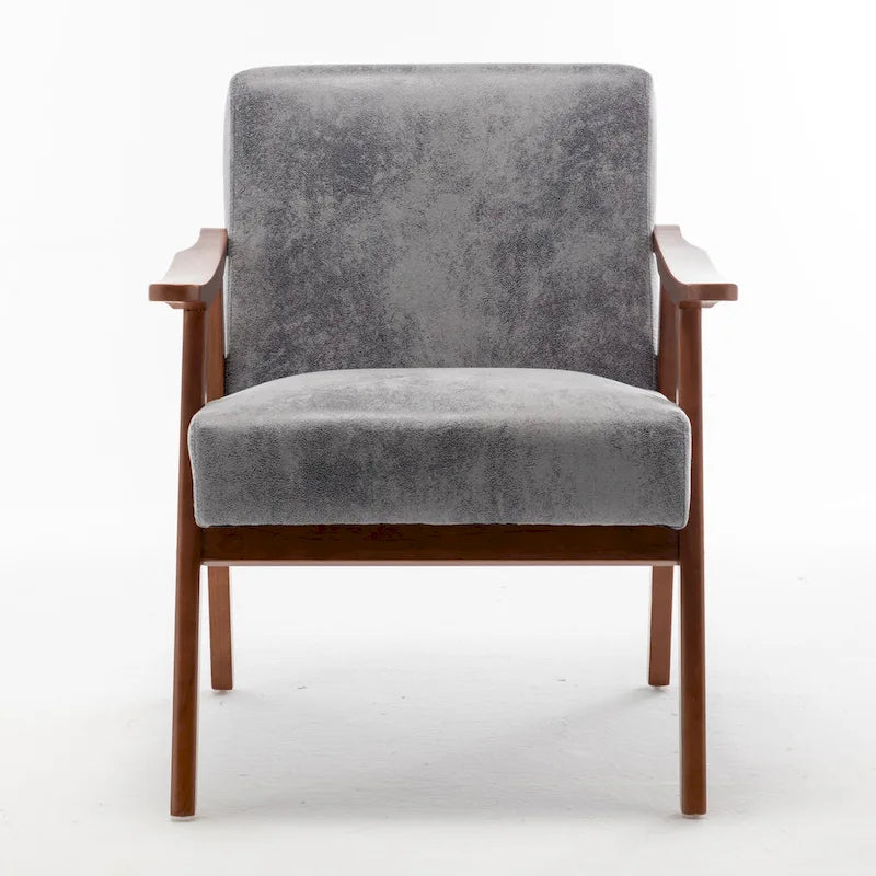 Poltrona di design di metà secolo grigio/marrone/cammello chiaro, a sedile singolo, con cuscino in velluto