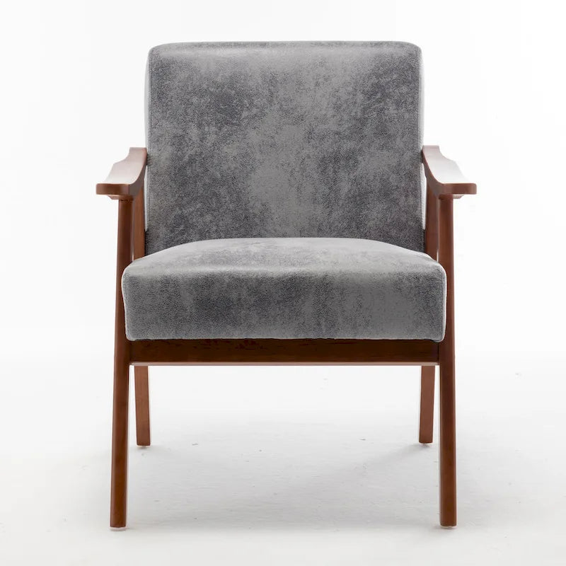 Poltrona di design di metà secolo grigio/marrone/cammello chiaro, a sedile singolo, con cuscino in velluto