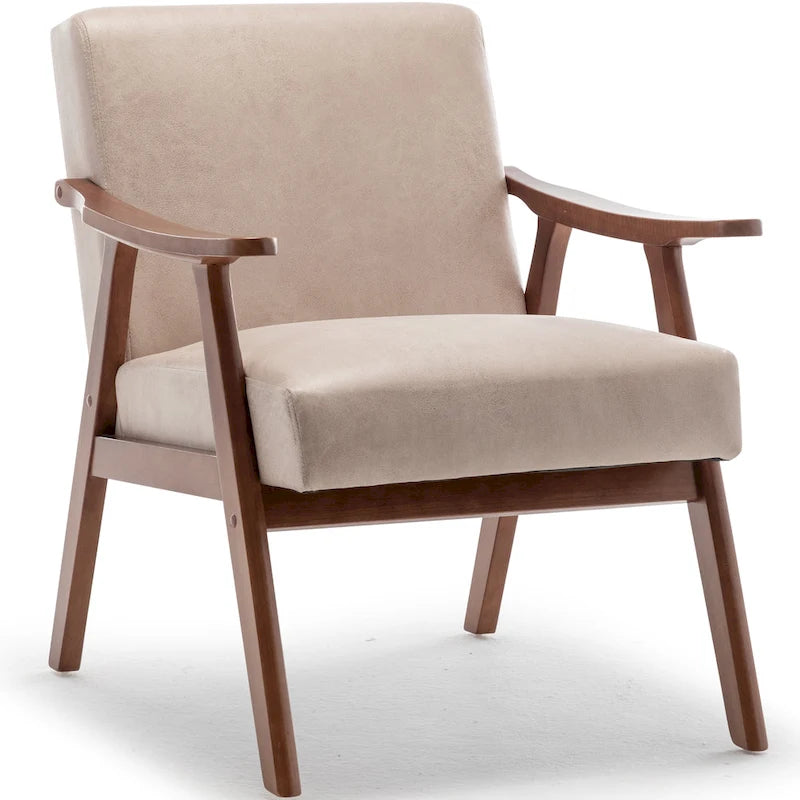 Poltrona di design di metà secolo grigio/marrone/cammello chiaro, a sedile singolo, con cuscino in velluto