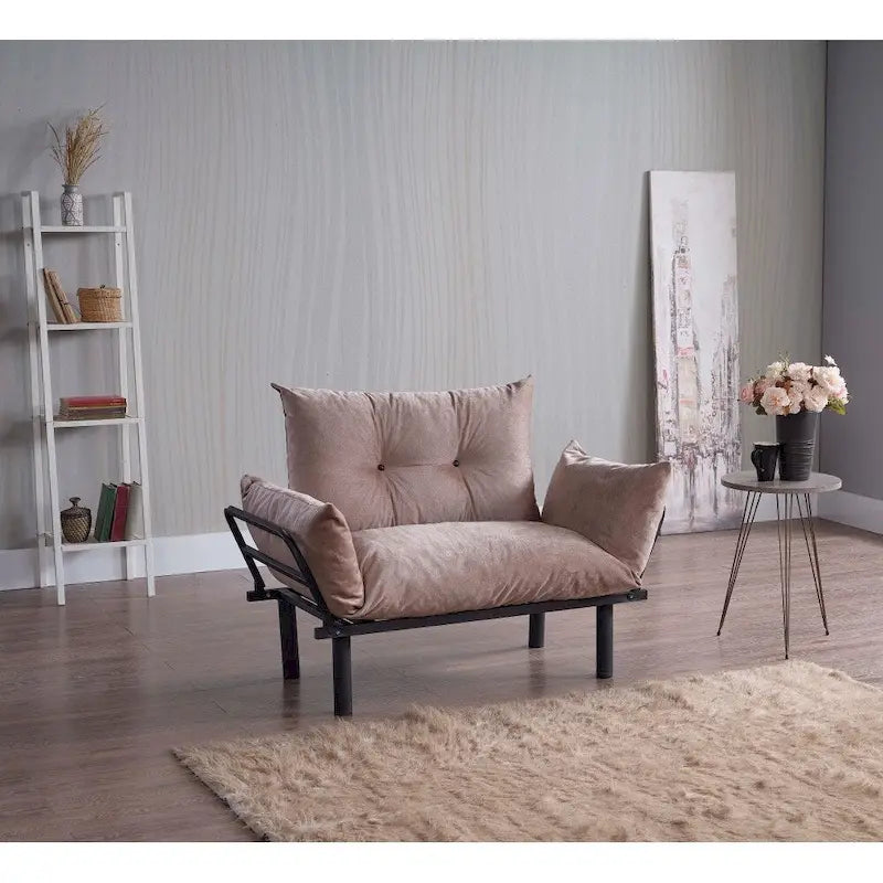 Divanetto futon blu/marrone/grigio/rosso/nero/senape/beige, struttura pieghevole – 2 posti