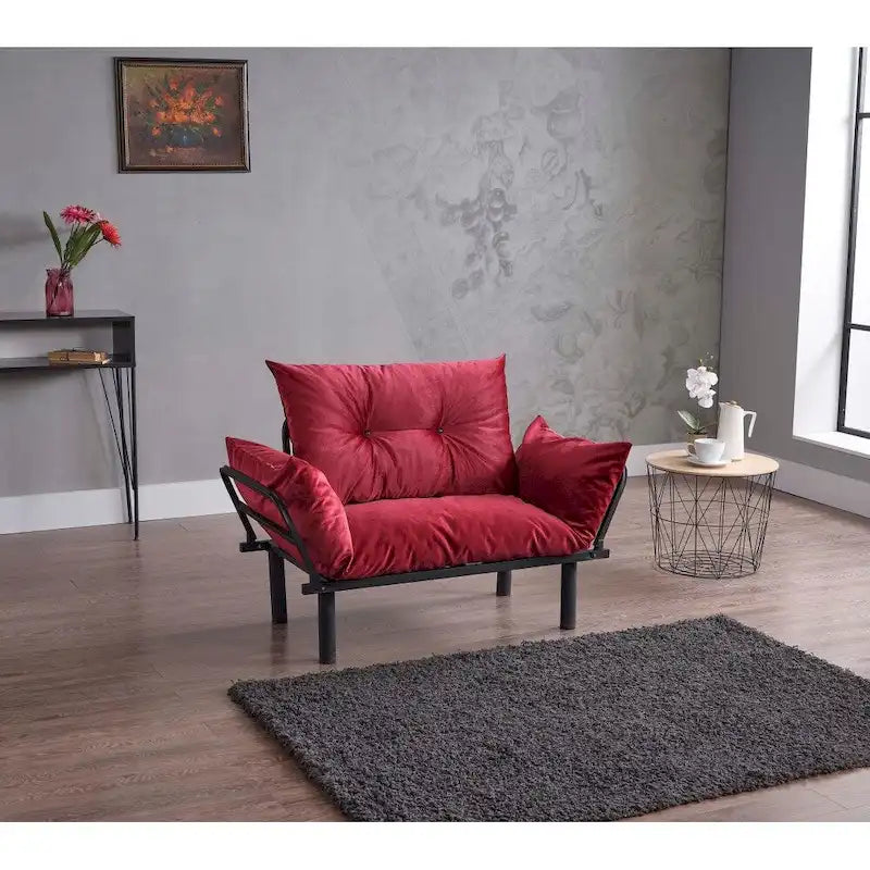 Divanetto futon blu/marrone/grigio/rosso/nero/senape/beige, struttura pieghevole – 2 posti