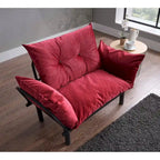Divanetto futon blu/marrone/grigio/rosso/nero/senape/beige, struttura pieghevole – 2 posti