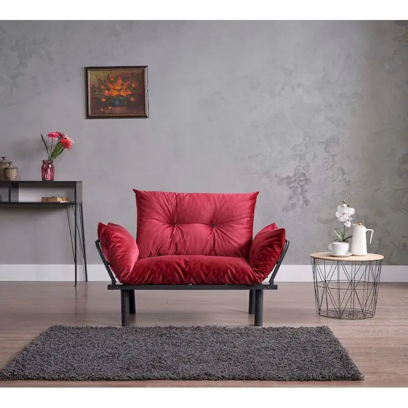 Divanetto futon blu/marrone/grigio/rosso/nero/senape/beige, struttura pieghevole – 2 posti
