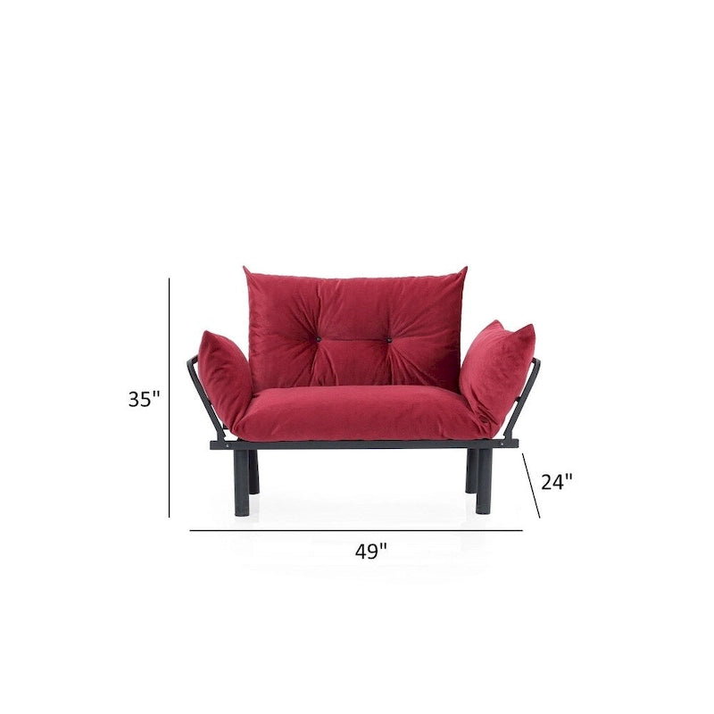 Divanetto futon blu/marrone/grigio/rosso/nero/senape/beige, struttura pieghevole – 2 posti