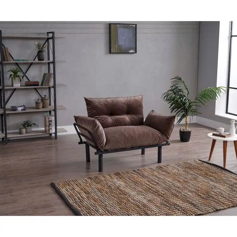 Divanetto futon blu/marrone/grigio/rosso/nero/senape/beige, struttura pieghevole – 2 posti