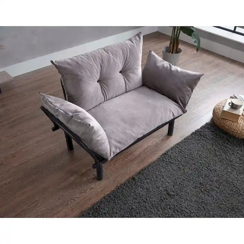 Divanetto futon blu/marrone/grigio/rosso/nero/senape/beige, struttura pieghevole – 2 posti