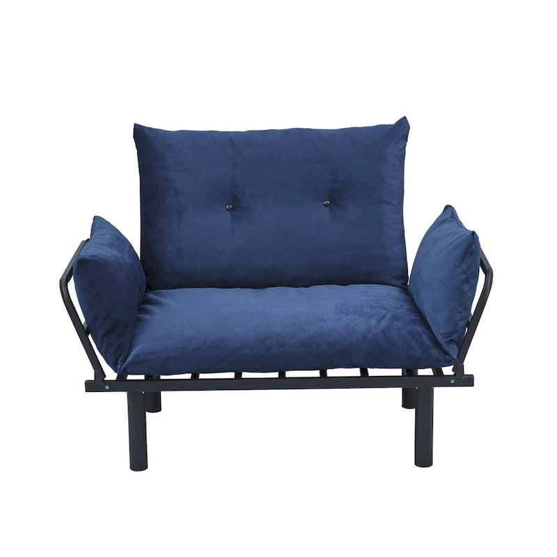 Divanetto futon blu/marrone/grigio/rosso/nero/senape/beige, struttura pieghevole – 2 posti