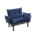 Divanetto futon blu/marrone/grigio/rosso/nero/senape/beige, struttura pieghevole – 2 posti