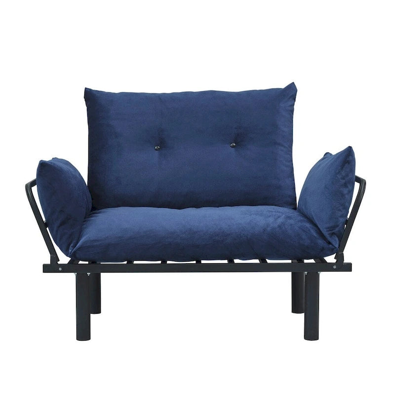 Divanetto futon blu/marrone/grigio/rosso/nero/senape/beige, struttura pieghevole – 2 posti