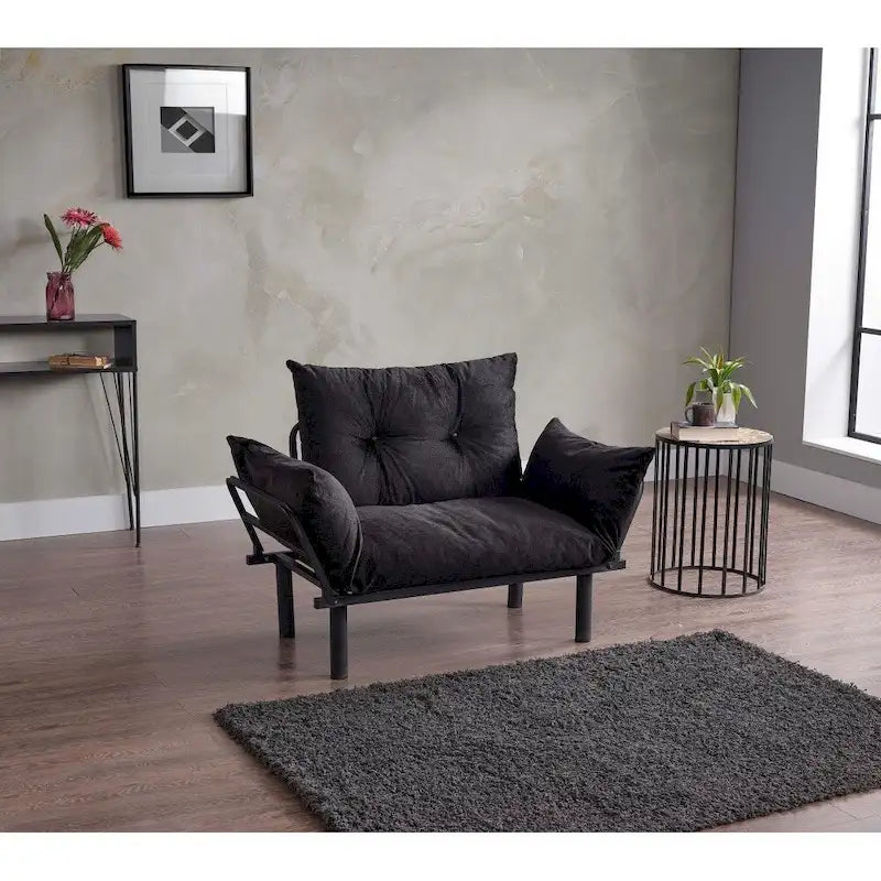 Divanetto futon blu/marrone/grigio/rosso/nero/senape/beige, struttura pieghevole – 2 posti