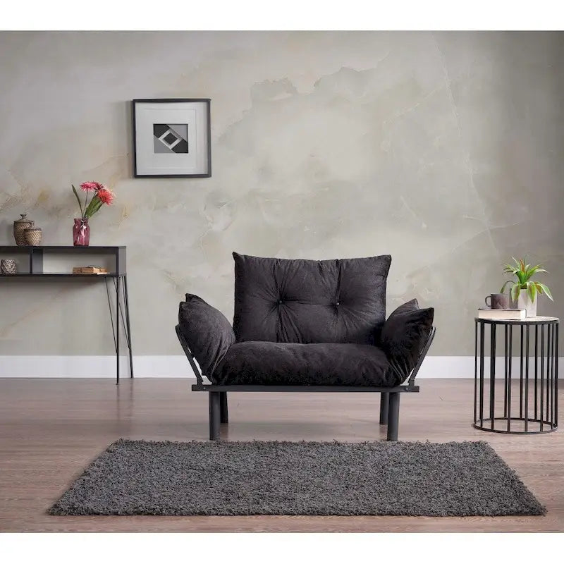 Divanetto futon blu/marrone/grigio/rosso/nero/senape/beige, struttura pieghevole – 2 posti