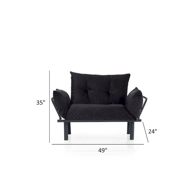 Divanetto futon blu/marrone/grigio/rosso/nero/senape/beige, struttura pieghevole – 2 posti
