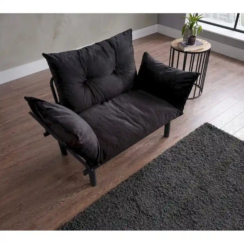 Divanetto futon blu/marrone/grigio/rosso/nero/senape/beige, struttura pieghevole – 2 posti