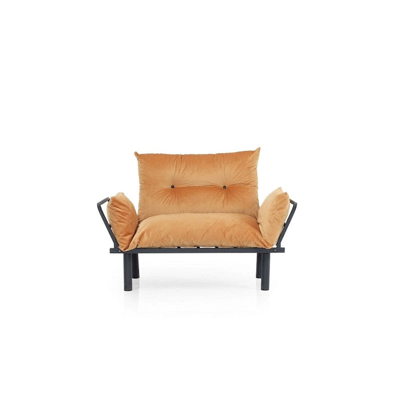 Divanetto futon blu/marrone/grigio/rosso/nero/senape/beige, struttura pieghevole – 2 posti