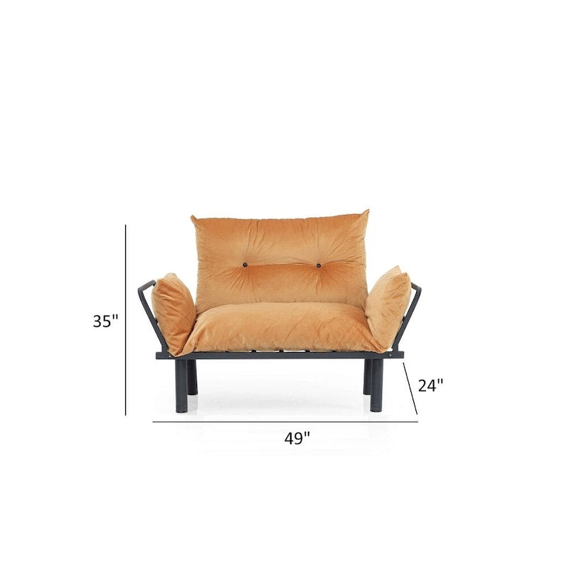 Divanetto futon blu/marrone/grigio/rosso/nero/senape/beige, struttura pieghevole – 2 posti