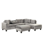 104.5-inch Modern L-shaped Sectional Sofa with Storage Ottoman and Reversible Chaise - 104.5 W x 74.5 D x 33.5 H