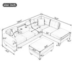 Divano sezionale a L con pouf contenitore, chaise longue reversibile, grigio chiaro/grigio, 3-4 posti a sedere
