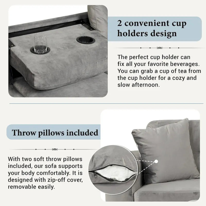 Divano sezionale a L con pouf contenitore, chaise longue reversibile, grigio chiaro/grigio, 3-4 posti a sedere