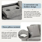 Divano sezionale a L con pouf contenitore, chaise longue reversibile, grigio chiaro/grigio, 3-4 posti a sedere