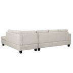 Divano sezionale a L con pouf contenitore, chaise longue reversibile, grigio chiaro/grigio, 3-4 posti a sedere