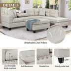 Divano sezionale a L con pouf contenitore, chaise longue reversibile, grigio chiaro/grigio, 3-4 posti a sedere