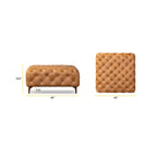 Pouf quadrato trapuntato color cuoio con gambe in legno, medio (1 posto)