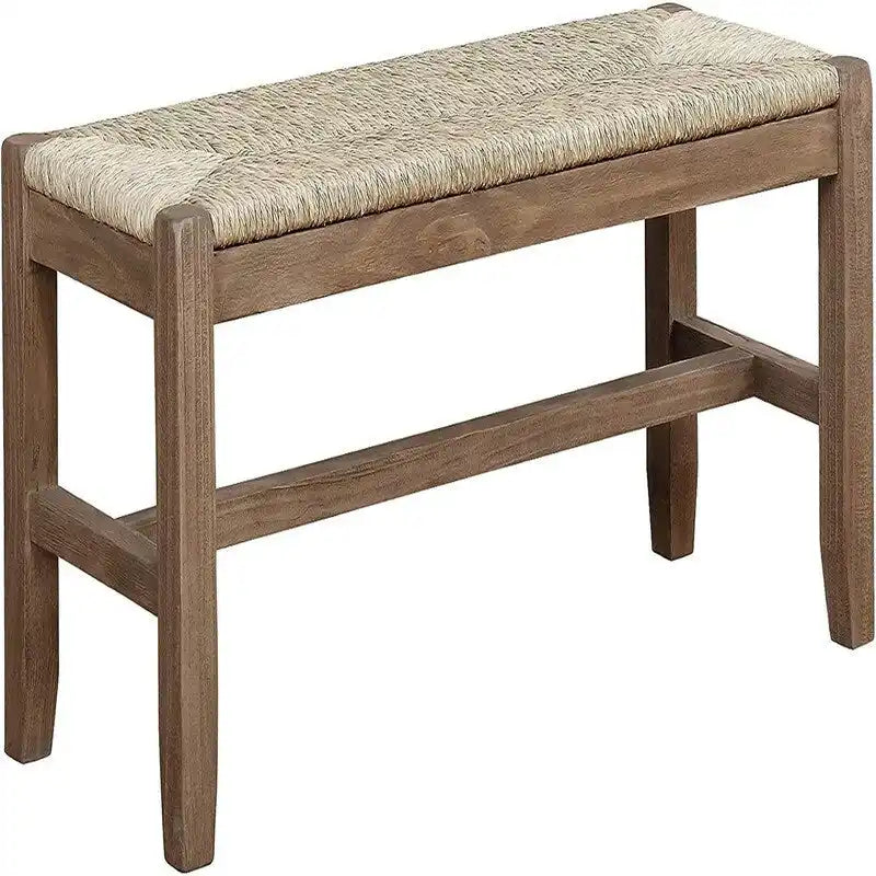 Panca in legno con seduta in giunco marino naturale, 1 posto – Naturale
