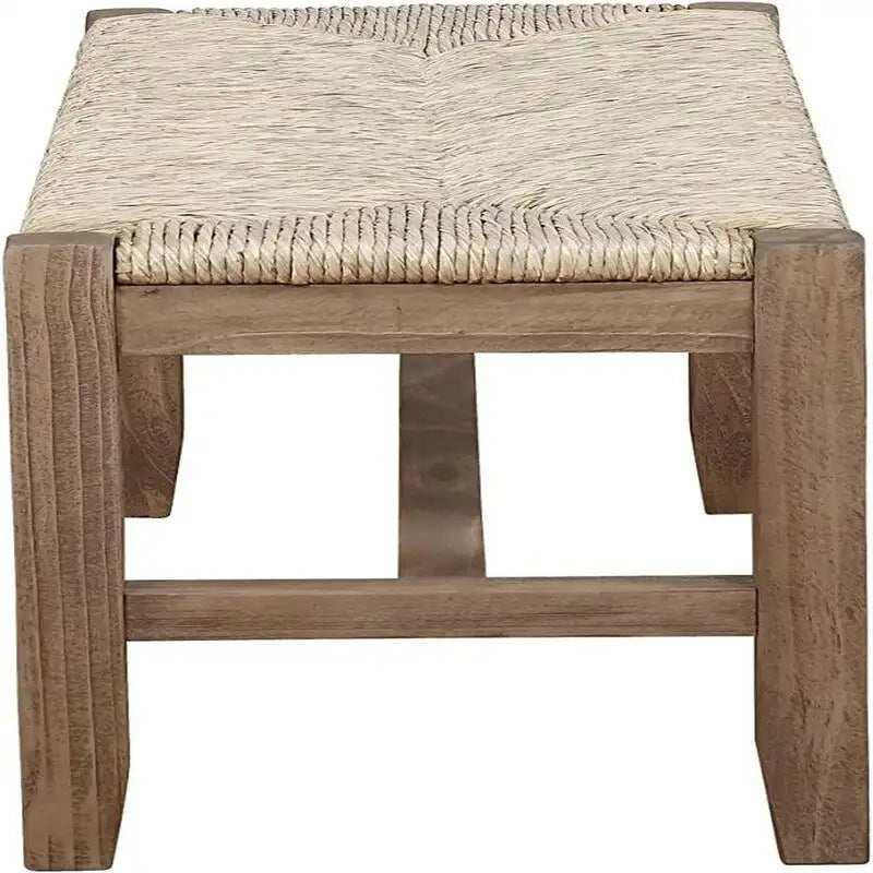 Panca in legno con seduta in giunco marino naturale, 1 posto – Naturale