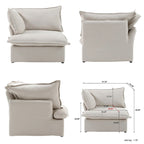 Divano Sezionale Modulare a U Beige / Bianco / Nero, Rivestimento in Lino, 6–8 Posti