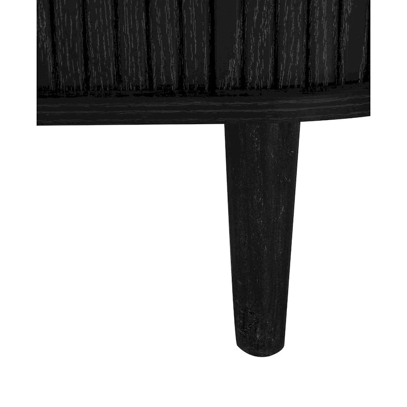 Madia scorrevole in rovere naturale/nero con ante a serrandina e 3 cassetti