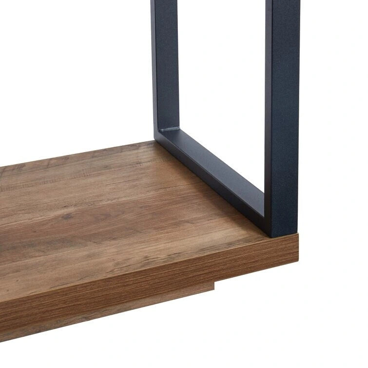 Mobile TV rustico in legno grigio e marrone con camino elettrico, adatto a TV fino a 55"