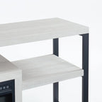 Mobile TV rustico in legno grigio e marrone con camino elettrico, adatto a TV fino a 55"