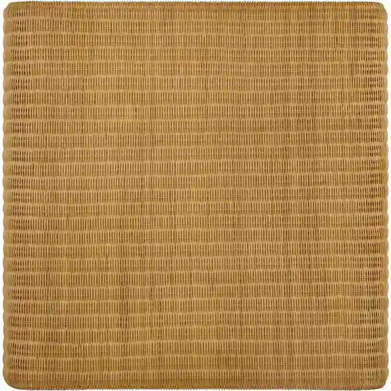 Tavolino da caffè quadrato in rattan, marrone, piano in legno, 36" × 36" × 18"