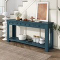 Consolle, Blu scuro / Marrone chiaro / Bianco antico, Stile rustico, 4 cassetti