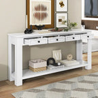 Consolle, Blu scuro / Marrone chiaro / Bianco antico, Stile rustico, 4 cassetti