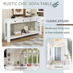 Consolle, Blu scuro / Marrone chiaro / Bianco antico, Stile rustico, 4 cassetti