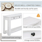 Consolle, Blu scuro / Marrone chiaro / Bianco antico, Stile rustico, 4 cassetti